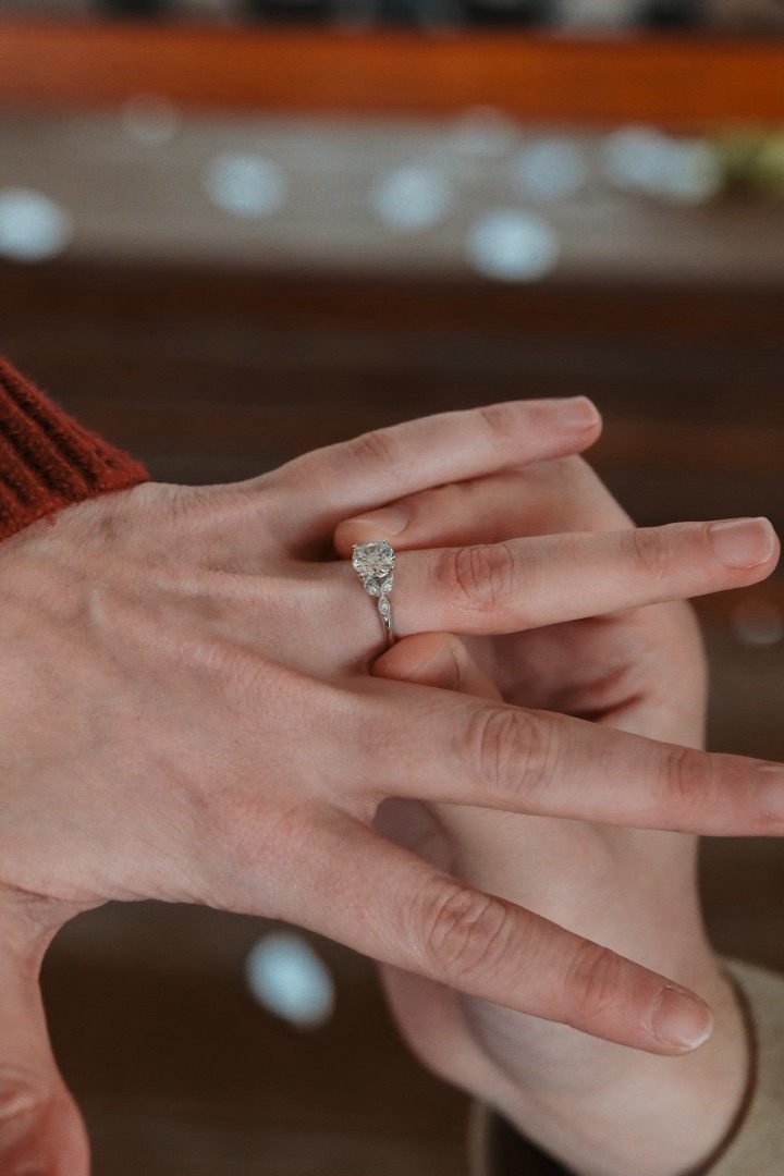Engagement ring detail close-up