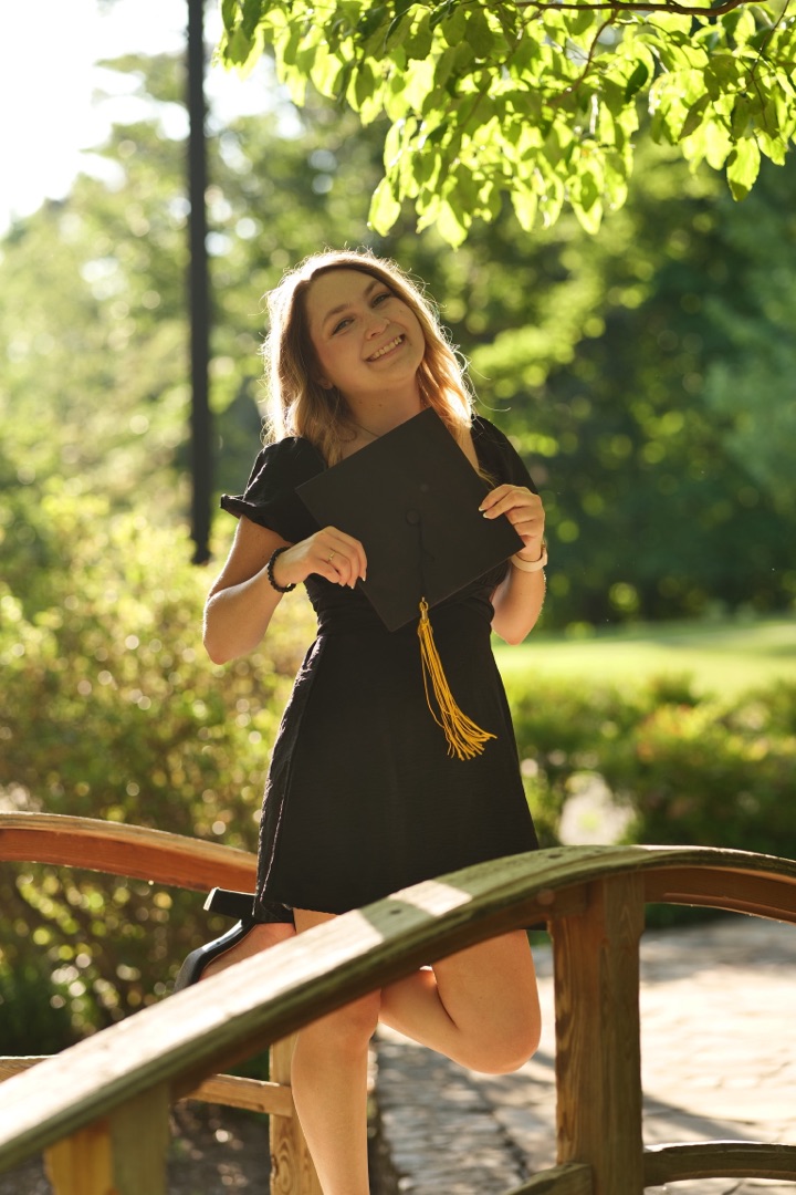 Senior grad portrait on a bridge