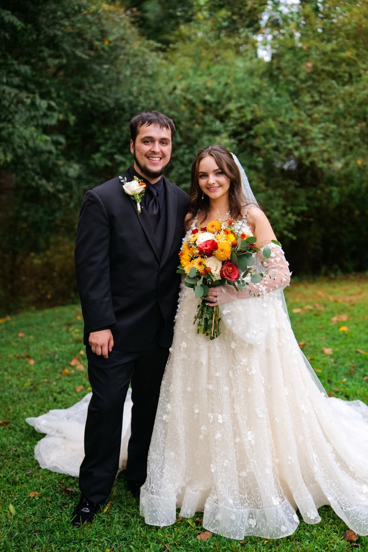 Bride and groom portrait outdoors